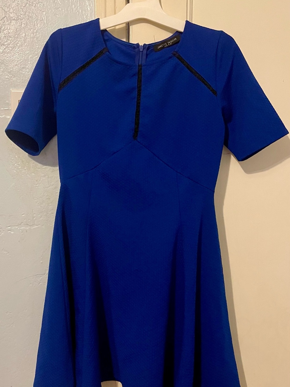 Royal Blue Short-Sleeve Fit & Flare Dress